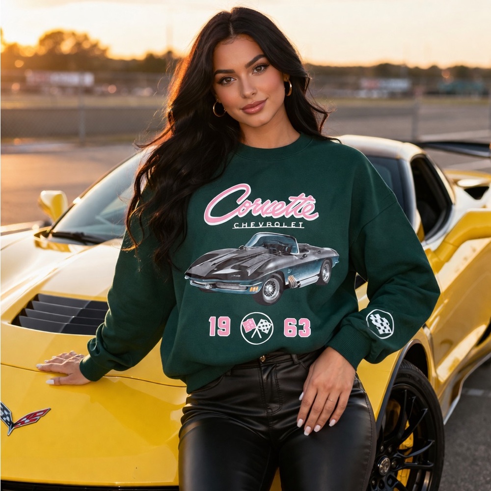 GM Official Licensed Corvette Chevrolet 1963 Graphic Crewneck Sweatshirt